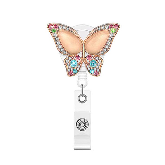 LYMAYTER Name Card Holder ID Badge Holder - Heavy Duty, Retractable, with Butterflies Design