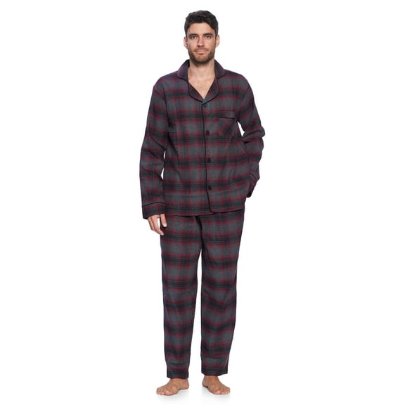 Ashford & Brooks Mens Flannel Plaid Pajamas Long Pj Set