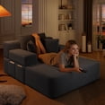 thumbnail image 2 of CARZZI LIFE Chaise Lounge Sofa Chair Indoor, Oversized Corduroy Upholstered Boneless Sofa Bed, Deep Seat Sleeper Couch Reading Chair for Living Room, No Assembly Required (Grey), 2 of 9