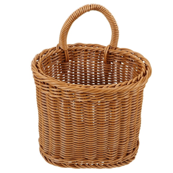 Nishuna Kitchen Wall Hanging Basket Fake Rattan Woven Storage Basket Garlic Vegetable Fruit Storage Basket