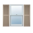 thumbnail image 1 of 18"W x 52"H Lifetime Vinyl, Custom Cathedral Top Center Mullion, Open Louver Shutters, w/Shutter-Loks (Per Pair), Wicker, 1 of 12
