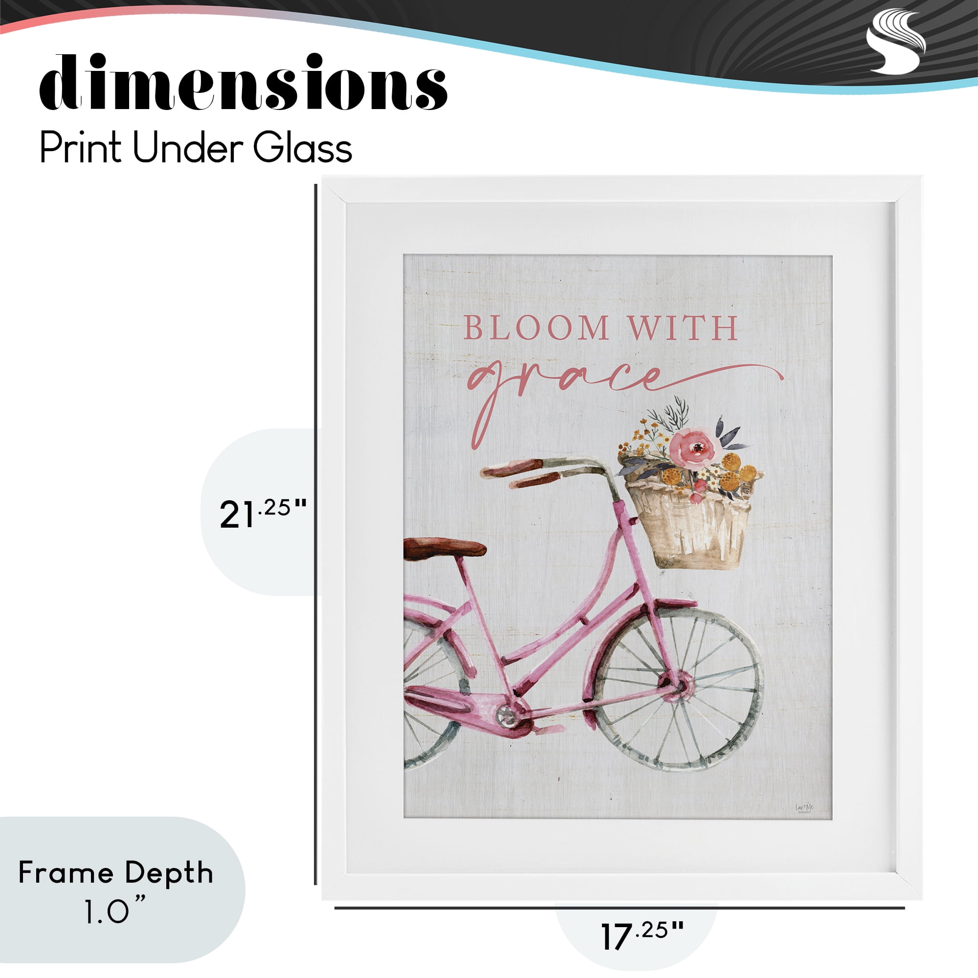 Stupell Industries Bloom With Grace Bicycle White Framed Print Under Glass, design by Lux + Me Designs