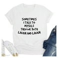 thumbnail image 3 of Pompotops Femmes Sometims i talk Letter O Col Chemise Pull Manches Courtes Tops Tee, 3 of 3