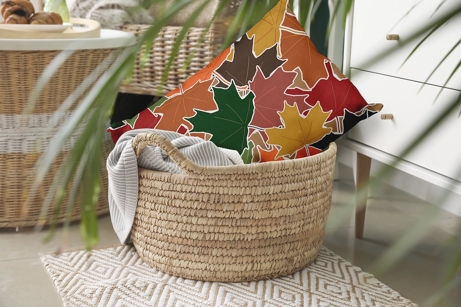 20" x 14" Simply Daisy Leaf Pile Polyester Accent Pillow, Forest Green Qty 1