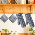 thumbnail image 3 of HEETLY Long Oven Mitts and Pot Holder Set, 13 Inch Cotton Kitchen Mittens & Potholders, Heat Resistant 392°F, 4 Piece for Cooking Baking Grilling, 3 of 8