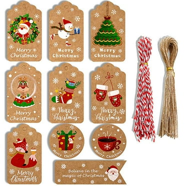 100pcs Merry Christmas Gift Tags Kraft Paper Card Hang Tag Christmas Party Favor 100PCS