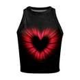 thumbnail image 3 of One opening Womens Juniors Summer Navel Skinny Fit Casual Heart Pattern Tanks Tops Streetwear, 3 of 5