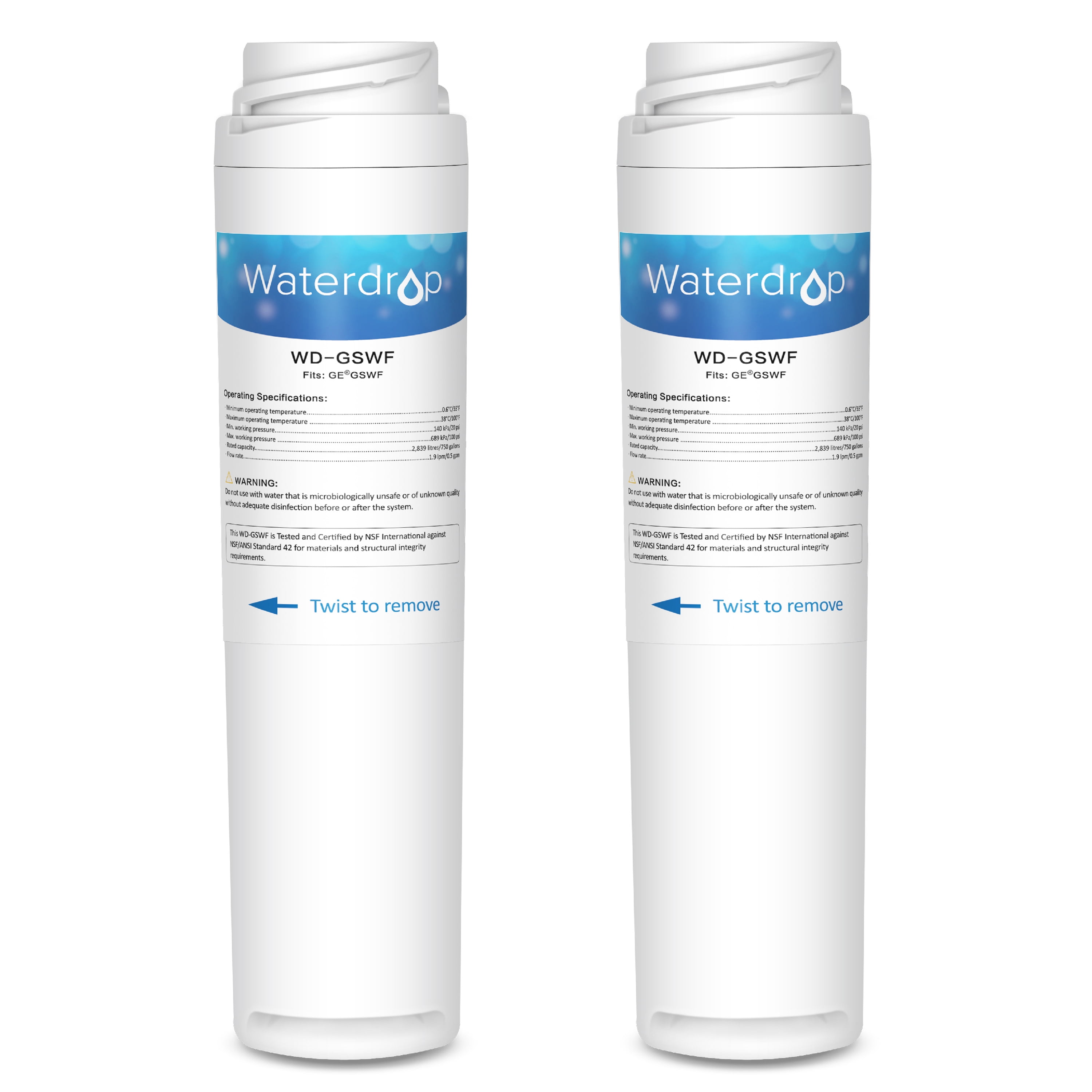 2 Pack Waterdrop Brand GSWF Replacement for GE GSWF Refrigerator Water