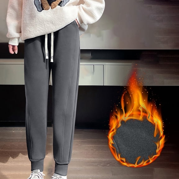 AOOCHASLIY Women 2023 Pants Ladies Fashion Loose Casual Wear Plus Fleece Warm and Fleece Sports Pants