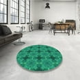 thumbnail image 4 of Ahgly Company Machine Washable Indoor Round Transitional Medium Teal Green Area Rugs, 6' Round, 4 of 7