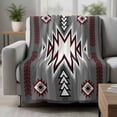 thumbnail image 2 of Red Gray Blanket Soft Cozy Warm Throw Blanket for Couch, Plush Fuzzy Flannel Fleece Blankets for Sofa, Southwest Retro Ethnic AztecTexture Bohemian Bed Blankets Lightweight Gifts for Women, 32"x48", 2 of 9