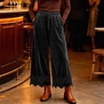 thumbnail image 7 of Lmueinov 2026 Women's Drawstring Elastic High Waist Velvet Wide Leg Pants, Lace Scalloped Hem Loose Casual Trousers with Side Pockets Autumn Winter S-3XL, 7 of 7