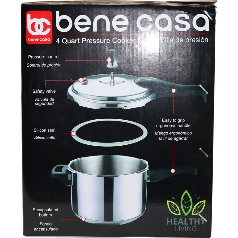 Bene Casa Polished Aluminum Pressure Cooker 4.2 qt