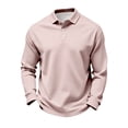 thumbnail image 2 of Hearthz Polo Shirts for Men Light pink Quick Dry Mens Long Sleeve Shirt Moisture Wicking Athletic Workout Mens Golf Polo, 2 of 6