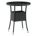 thumbnail image 4 of CorLiving Parksville Resin Wicker and Steel Round Outdoor Bistro Table with Glass Top and Flared Legs, Black, 4 of 7