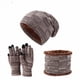 thumbnail image 1 of Conjunto de tres piezas de gorro de punto para hombre y mujer, otoño e invierno, con bufanda y guantes de algodón de terciopelo, 1 of 5