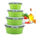 thumbnail image 2 of ZOUSSIQI 4pcs/ Set Round Silicone Safe Durable Foldable Lunch Box Bento Tableware(Green) JU316-53075, 2 of 13