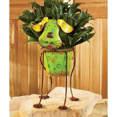Cute Dog Whimsical Colorful Metal Garden Flower Pot Planter Adorable Cute Dog Whimsical Colorful Metal Garden Flower Pot Planter Adorable Spring Plant Herb Flowers Holder Yard