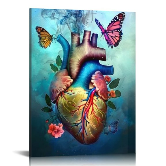 COMIO Anatomy Canvas Wall Art Abstract Organs Human Brain Lungs Heart Science Artwork for Medical Office Decor Ready To Hang
