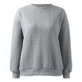 thumbnail image 4 of Vedolay Hoodless Sweatshirts for Women 2023 Plus Oversized V-Neck Long Sleeve Pocket Gray,S, 4 of 5