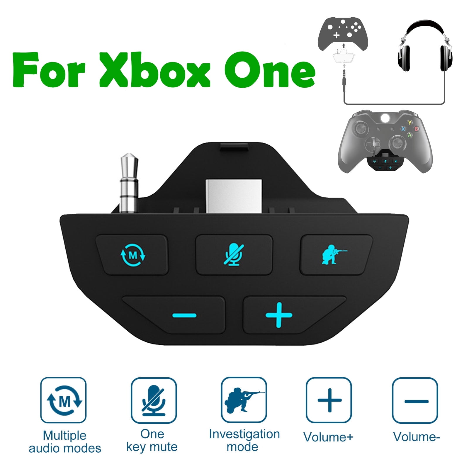 EEEkit Stereo Headset Adapter for Xbox One X S Controller Audio Game Sound Enhancer with 3.5mm Jack Walmart