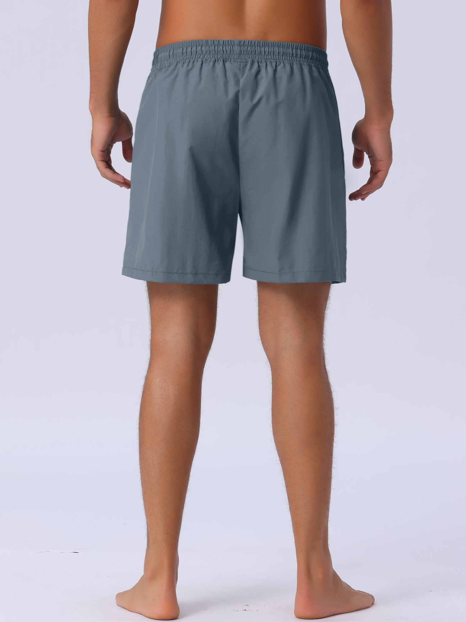 DARING DIVA Men's Elastic Waist Drawstring Mesh Lining Beach Shorts 34 Gray