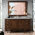thumbnail image 2 of James Martin Vanities 60" Single Vanity, Mid-Century Acacia w/ 3 CM Victorian Silver Quartz Top, 2 of 3