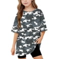 thumbnail image 5 of Girls Soft Stretchy Tie Dye T-Shirt Gray Loose Fit Brushstroke Print Short Sleeve Tee for Ages 6-14,Size 6 T, 5 of 9