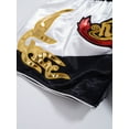 thumbnail image 6 of Nyeemya Kids Boys Quick Dry Boxing Shorts Youth Boxing Trunk Muay Thai Shorts Martial Arts Kickboxing Black&White XS/130, 6 of 7