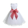 thumbnail image 3 of Ekidsbridal Satin White Guava Tulle Rattail Flower Girl Dress Junior Bridesmaid Dance Recital Wedding Beauty Pageant Princess 829S 2, 3 of 3