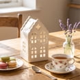 thumbnail image 6 of White Ceramic Christmas Village House Tea Light Holder, Decorative Seasonal Accent, Versatile Display, for Christmas Tree, Mantel, Shelf, Doorway, Living Room and Holiday Party Decor, 6 of 7