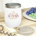 thumbnail image 2 of Farm Fresh Autumn Harvest with a Pumpkin Art Merch Gift, White 12oz Wine Tumbler, 2 of 5