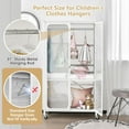 thumbnail image 4 of Closet Wardrobe, Portable Closet with Rollers, Mobile Metal Armoire Closet with Hanging Rod, Adjustable Shelf, Rolling Closet Storage Accent Cabinet, Armoire Clothes Organizer for Bedroom, 4 of 9