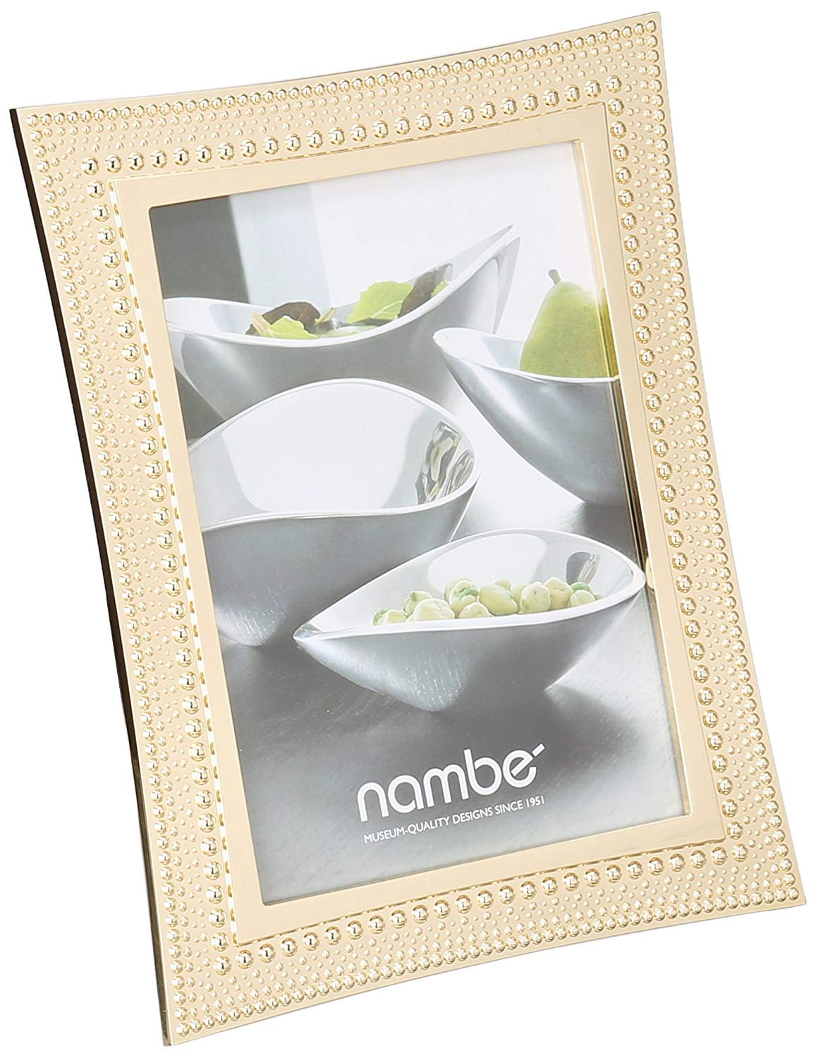 Nambe Beaded Gold Plate 5"x7" Photo Frame