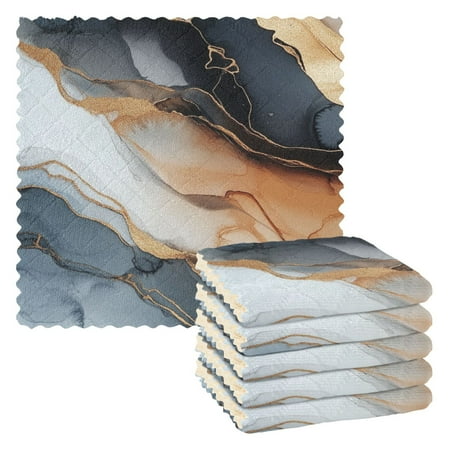 WOBOGO Brown Gilt Marble Kitchen Towels 6pcs Ultra Soft Absorbent Quick Drying Dish Cloths 11×11inch