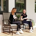 thumbnail image 2 of Outsunny Banc à Bascule d'Extérieur avec Table Chaise à Glissière pour 2 Couleur Lin, 2 of 10