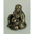 thumbnail image 2 of Statue Bronze Laughing Buddha Tenant des Perles et un Sac, 2 of 3