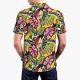 thumbnail image 3 of Balery Colrful Tropical Leaves Printed Men’s Short Sleeve Polo Shirt, Midweight Men's Shirt,Golf Polo shirts -, 3 of 8