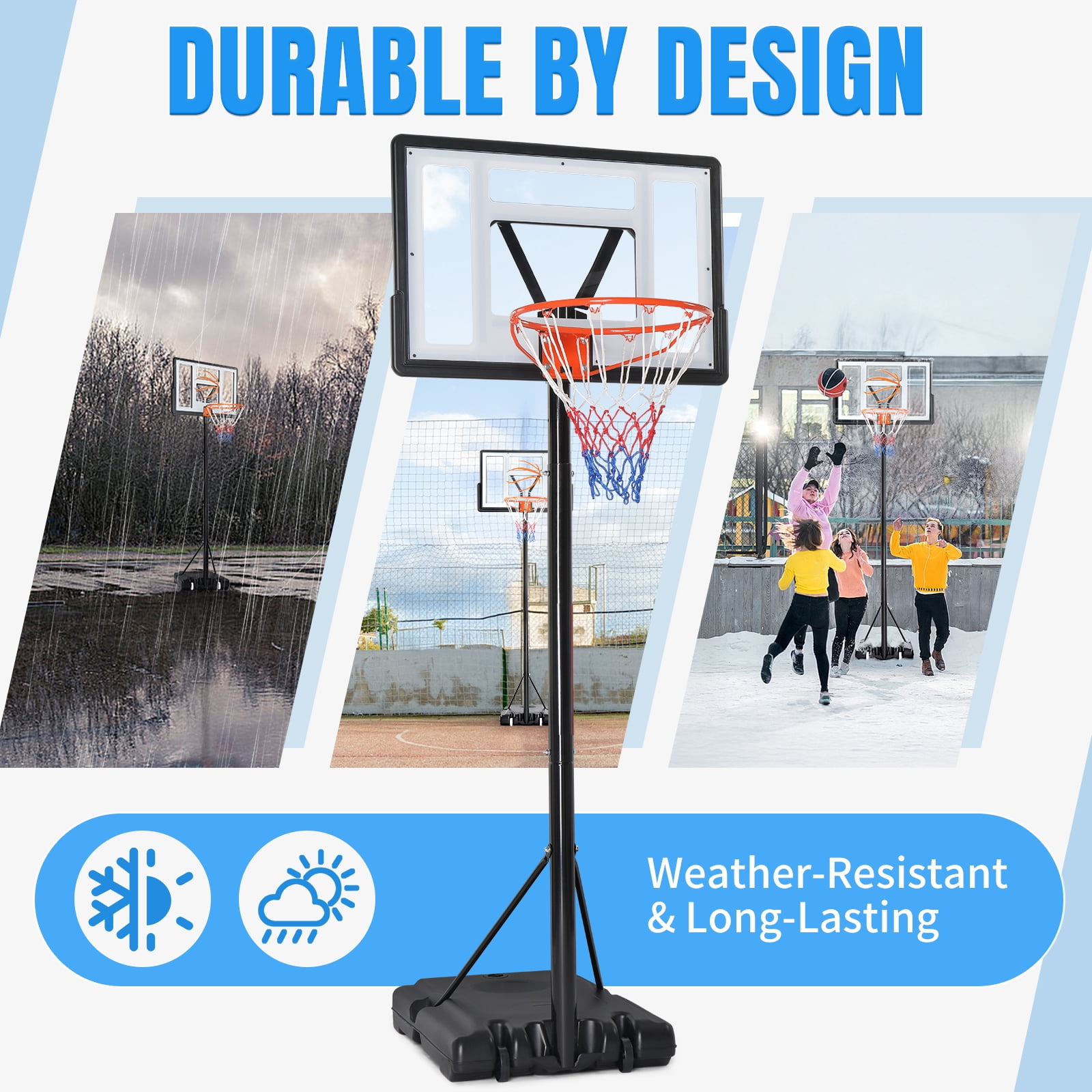 Ktaxon 8ft -10ft Basketball Hoop System, 35in Portable Removeable Basketball Goal Stand with Wheels, Adjustable for Youth Adults Indoor Outdoor