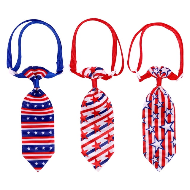 3 corbatas ajustables para perro del 4 de julio, con diseño patriótico, con la bandera de EE. UU., accesorios de aseo para gatos, para disfraces de niña y niño.