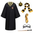 thumbnail image 3 of Disfraz unisex de Hufflepuff para adultos, niños, niñas, mujeres y hombres, uniforme de la escuela de magia de Hermione, disfraz de mago Potter para Halloween, 3 of 5