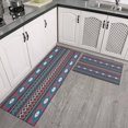 thumbnail image 2 of Blue Geometric and Striped Pattern Kitchen Rugs Sets Of 2,Anti Fatigue Kitchen Mat Rugs Non Slip Washable,Decorative Kitchen Floor Mats for Kitchen,Sink,Laundry,17"x30"+17"x47", 2 of 7