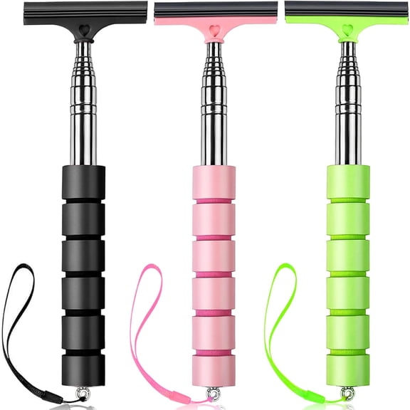 OAE 3 PCS Side Mirror Squeegee,Car Mirror Squeegee,Retractable Car Rearview Mirror Wiper,Portable Car Cleaning Tool for Rainy Foggy Weather,Universal Car Accessories(Black/Pink/Green)