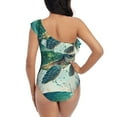 thumbnail image 5 of Picia Watercolor Turtle1 Pattern Women's One Piece Swimsuits,One Shoulder Swimwear Asymmetric ,Ruffle Monokinis Bathing Suits,High Waisted Flattering Bathing Suits-XX-Large, 5 of 8