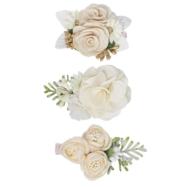 WNYUJOY 3 clips florales para cabello de niñas con broche de cocodrilo