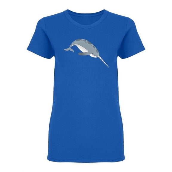 Gray Narwhal Shaped T-Shirt Women -Image by Shutterstock, Female Large