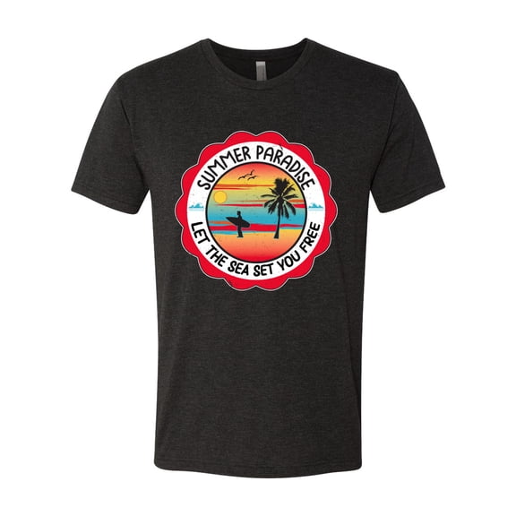 Wild Bobby Summer Paradise Let the Sea Set You Free Men Premium Tri Blend Tee