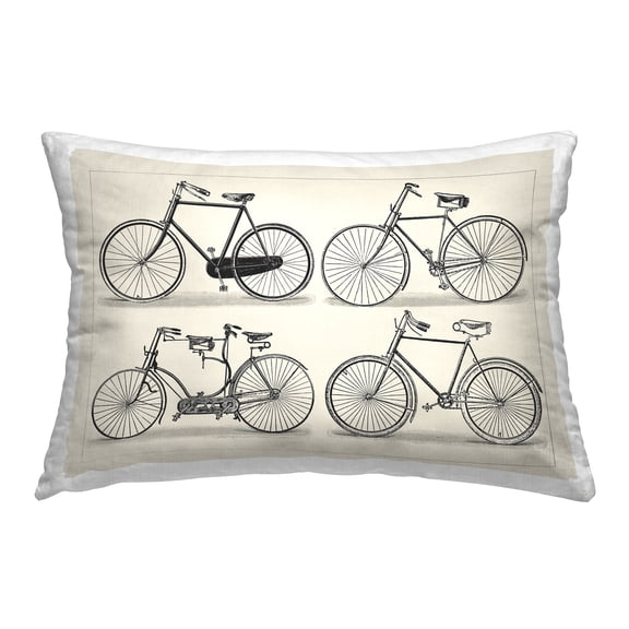 Stupell Industries Vintage Bicycles on Beige Decorative Printed Throw Pillow Design by Vision Studio .