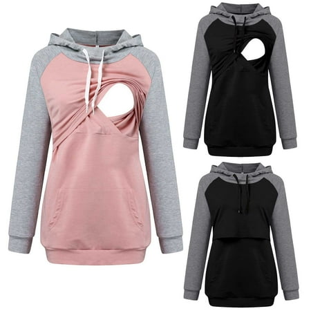 

Tejiojio Maternity/Labor/Nursing Clothing Clearance Women Pregnant Tops Nursing Maternity Long Sleeves Hooded Clothes Casual Blouse