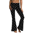 thumbnail image 2 of KDFJPTH Women's Polka Dot Print Flare Pants High Waist Black and White Bell Bottom Trousers Black XL, 2 of 8